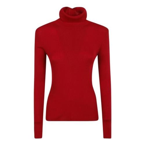 Rød Ribstrikket Turtleneck Sweatshirt