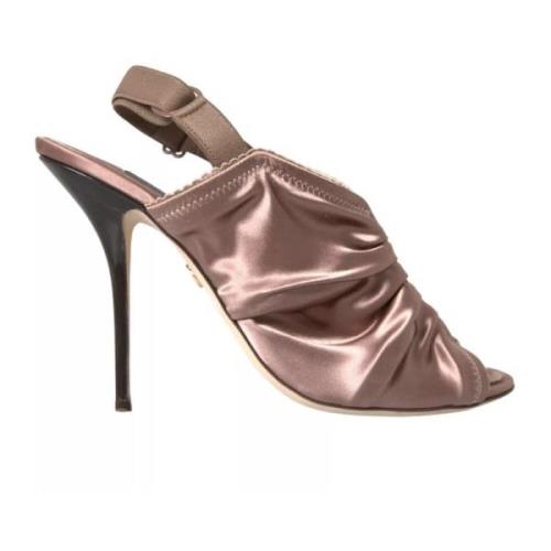 Rosa Satin Slingback Højhælede Sandaler