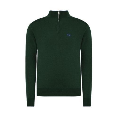 Grøn Akryl Halv-Zip Sweater med Logo