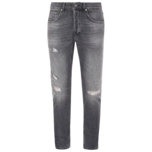 Slim-fit ripped jeans med knaplukning