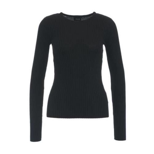 Sort Ribstrikket Sweater AW24