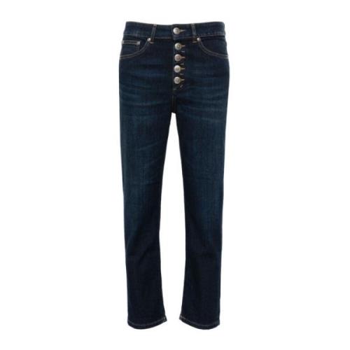 Indigo Blå Denim Tapered Leg Jeans