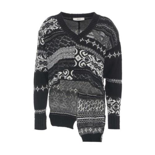 Sort Asymmetrisk Sweater Uldblanding