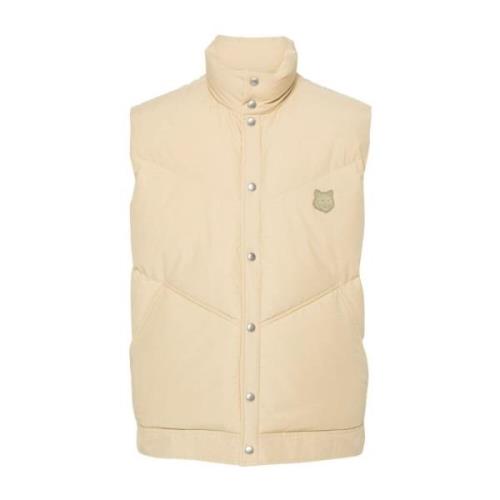 Logo Patch Button Closure Sleeveless Down Vest