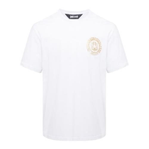 Hvid Bomulds T-shirt med Guld Logo