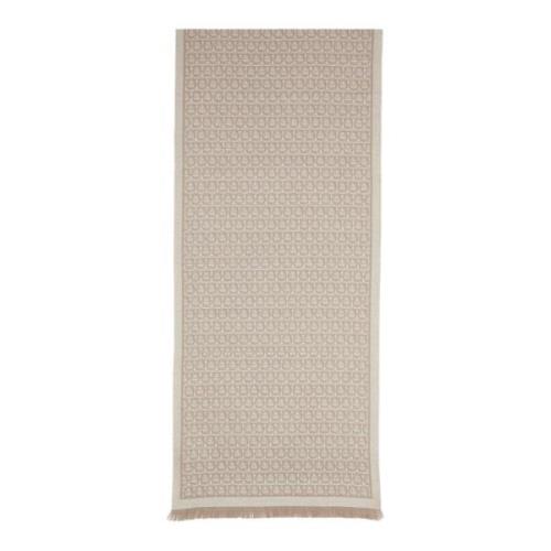 Beige Gancini Jacquard Uldtørklæde