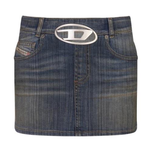 Blå Denim Mini Nederdel Oval D