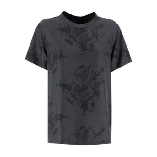 Silk Twill Crew-Neck T-shirt med Fabula Vitae Print