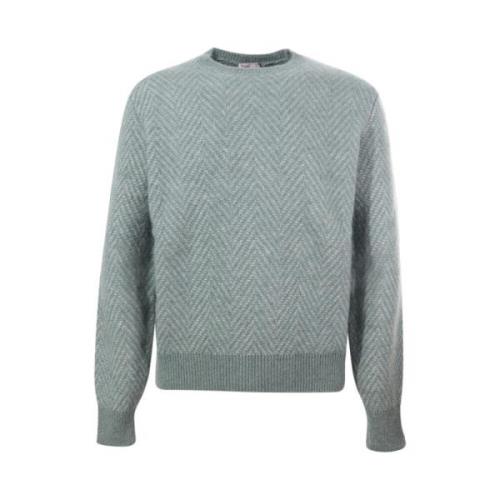 Grøn Crew Neck Sweater Ribbed Kanter