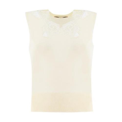 Elegant Blomsterblonde Ribbet Hem Top