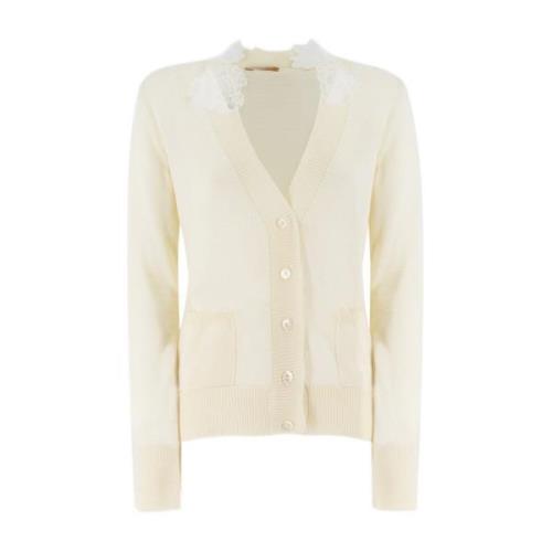 Blonder Applique V-Hals Cardigan