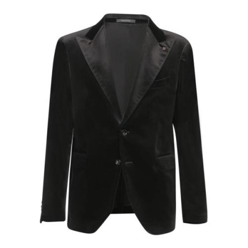 Sort Fløjl Blazer Elegant Formelt Tøj