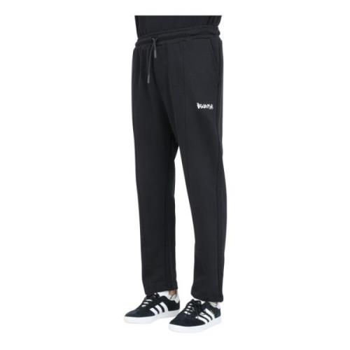 Sorte sporty sweatpants med bredt ben