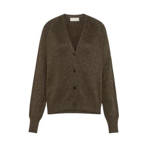 Langærmet V-hals Lurex Cardigan