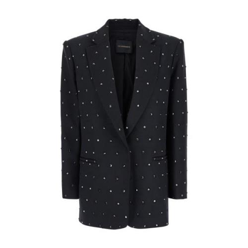 Sort Krystal Oversize Blazer med Strass