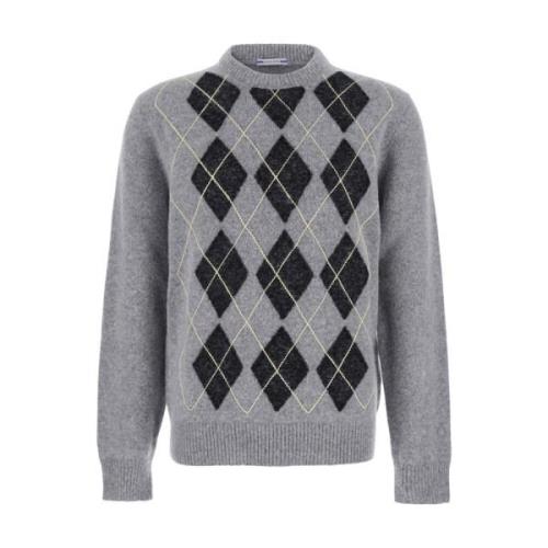 Grå Argyle Uld Mix Sweater