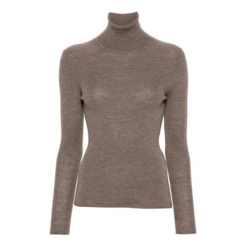 Ribbet uld turtleneck sweater