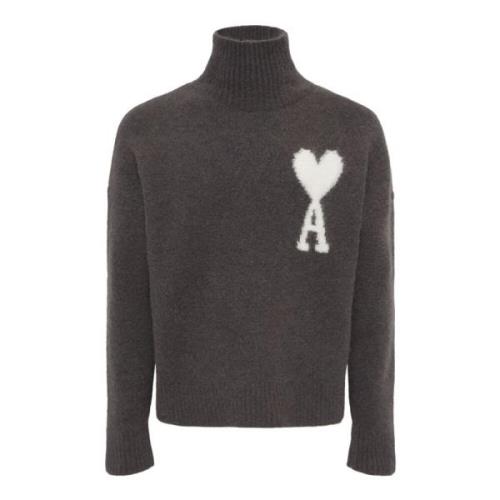 Grå Alpaka Uld Sweater Broderet