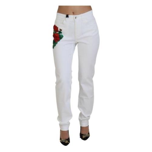 Hvid Midt-Talje Skinny Jeans