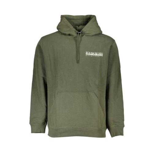 Grøn Fleece Hættetrøje med Logo Print