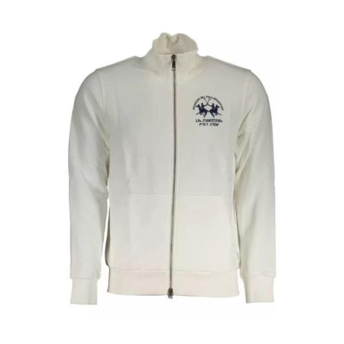 Elegant hvid zip-up sweatshirt med broderi