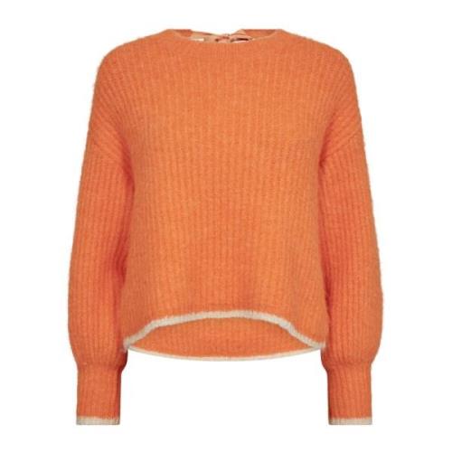 Orange Bow Strik Sweater Stilfuld