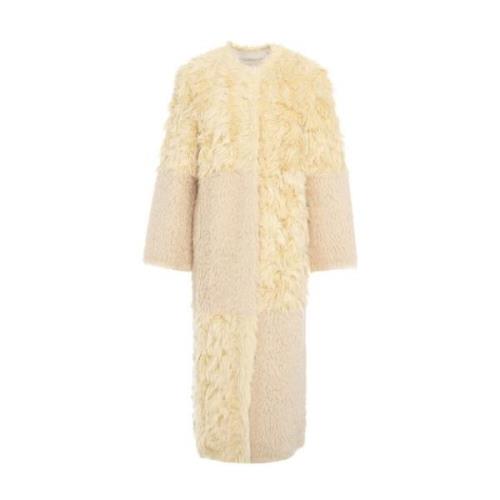 Beige Faux Fur Shearling Vinterjakke