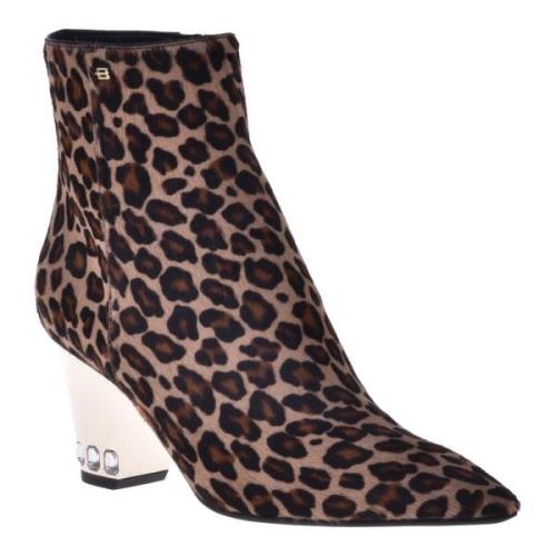 Ankle boots in leopard-print pony skin