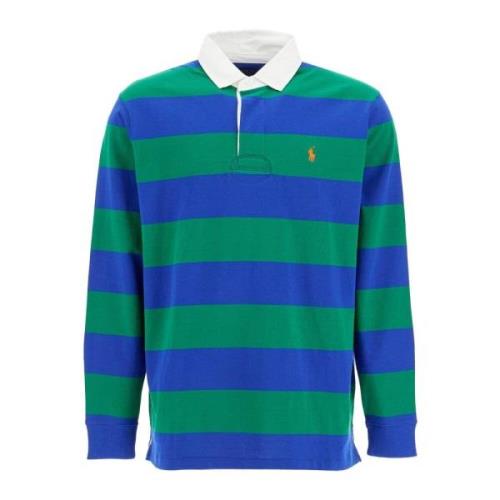 Stribet langærmet poloshirt