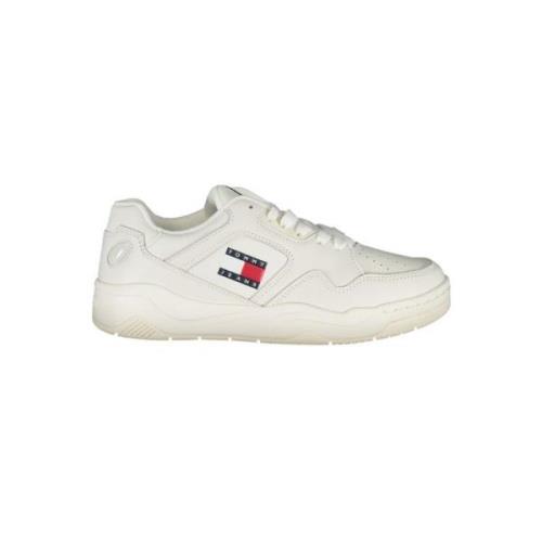 Hvide polyester sneakers med kontrastdetaljer