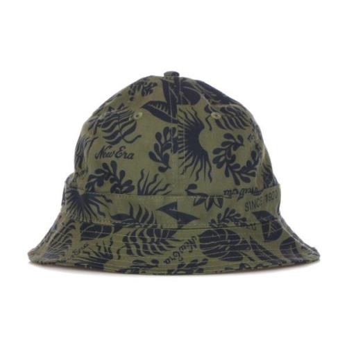 Hibiscus Print Bucket Hat Olive