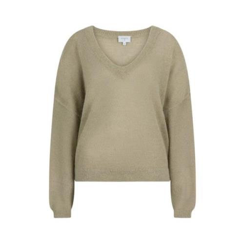 Alpaka V-hals sweater i Swamp Green