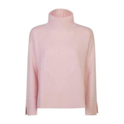 Pink Turtleneck Strikvarer Sweatshirt AW24