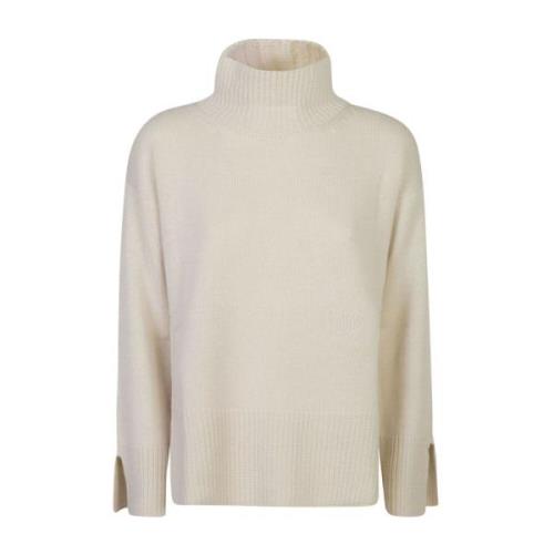 Beige Turtleneck Strikvarer Sweatshirt AW24