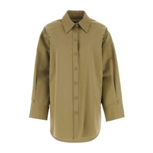 Oversize Khaki Poplin Skjorte