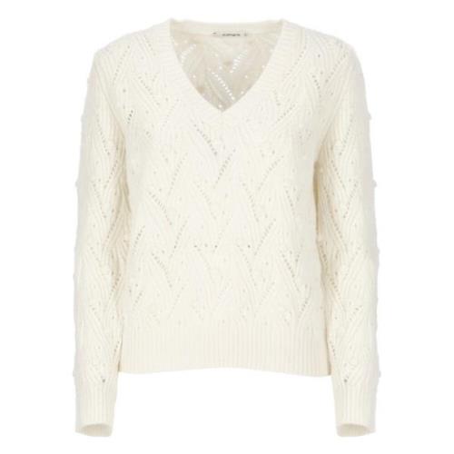 Hvid Cashmere V-Hals Sweater