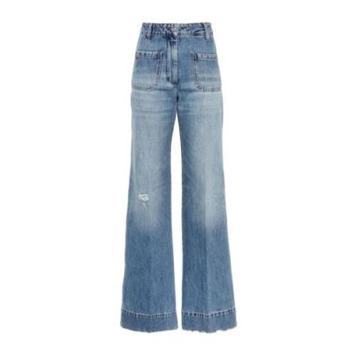 Blå Denim Wide Leg Jeans