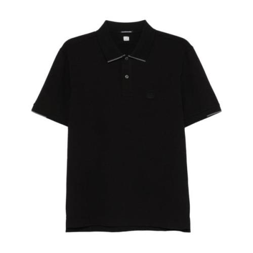 Sort Polo Shirt med Logo Patch