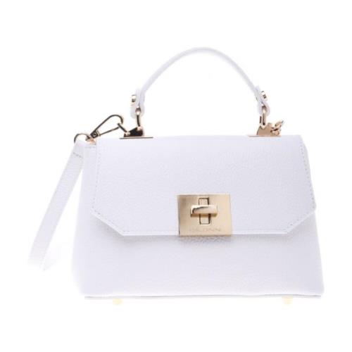 Crossbody bag in white tumbled leather