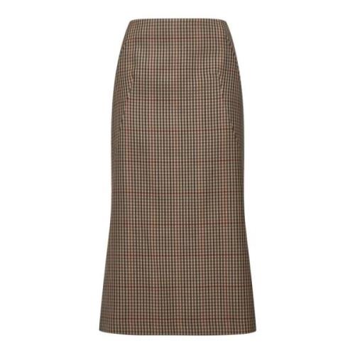 Gingham Wool Midi Nederdel