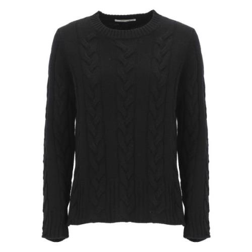 Sort Cashmere Sweater Rund Hals Lange Ærmer