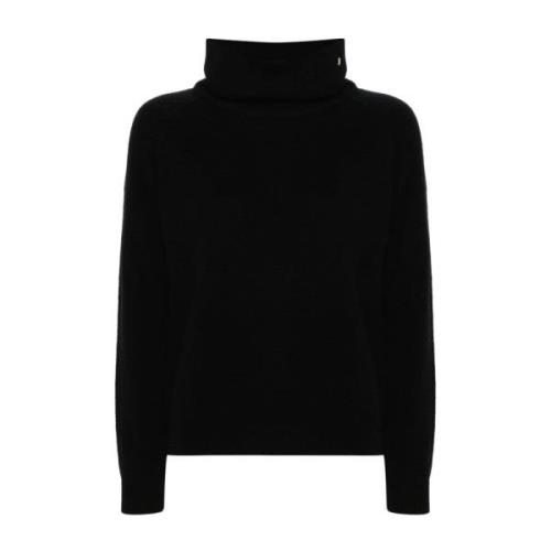 Sort Uldstrik Rullekrave Sweater