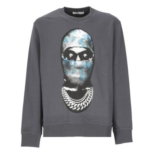 Grå Bomulds Sweatshirt med Petali Print