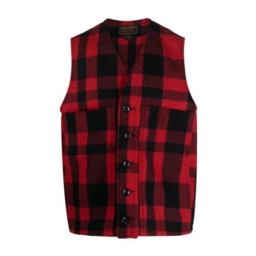 Rød Plaid Uld Gilet