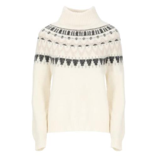 Geometrisk Mønster Kasjmir Sweater Elfenben