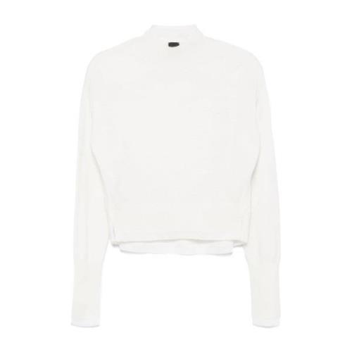 Hvid Uld-Kashmir Sweater med Mock Hals