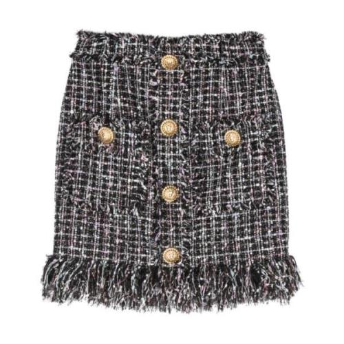 Fringed Tweed Kort Nederdel