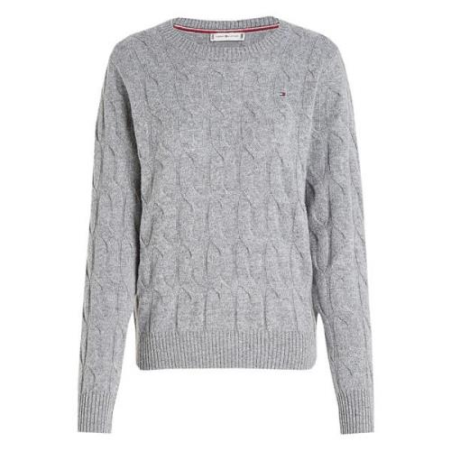 Blød uld kabel C-hals sweater