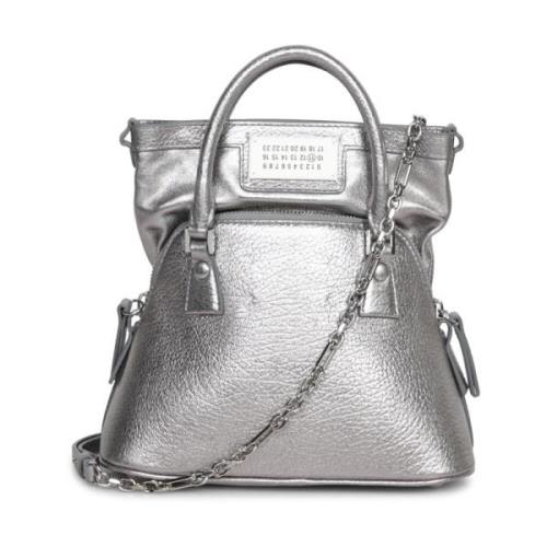 Sølv Metallic Læder Crossbody Taske