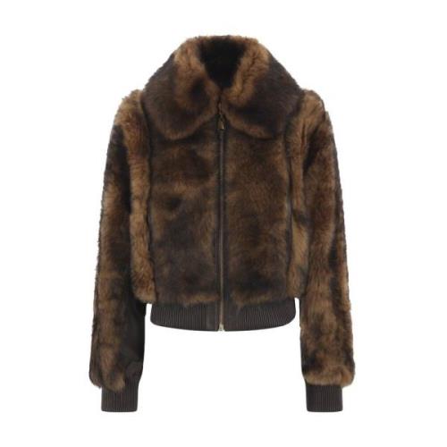 Brun Shearling Bomberjakke